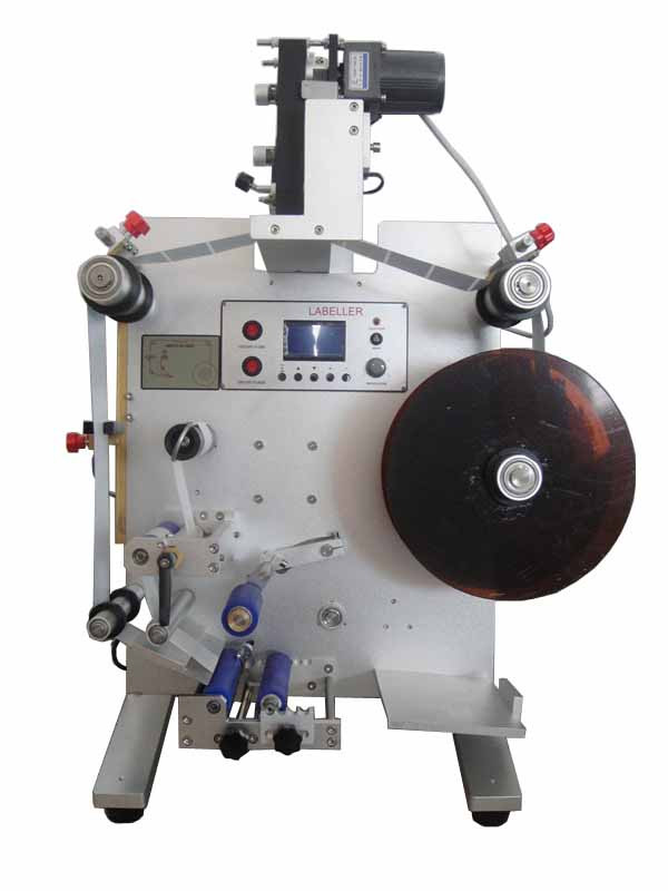 Vertical round bottle labeling machine with date printer